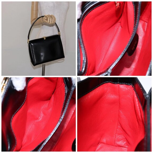 GUCCI Hand Bag Leather Black Gold - Picture 15 of 15